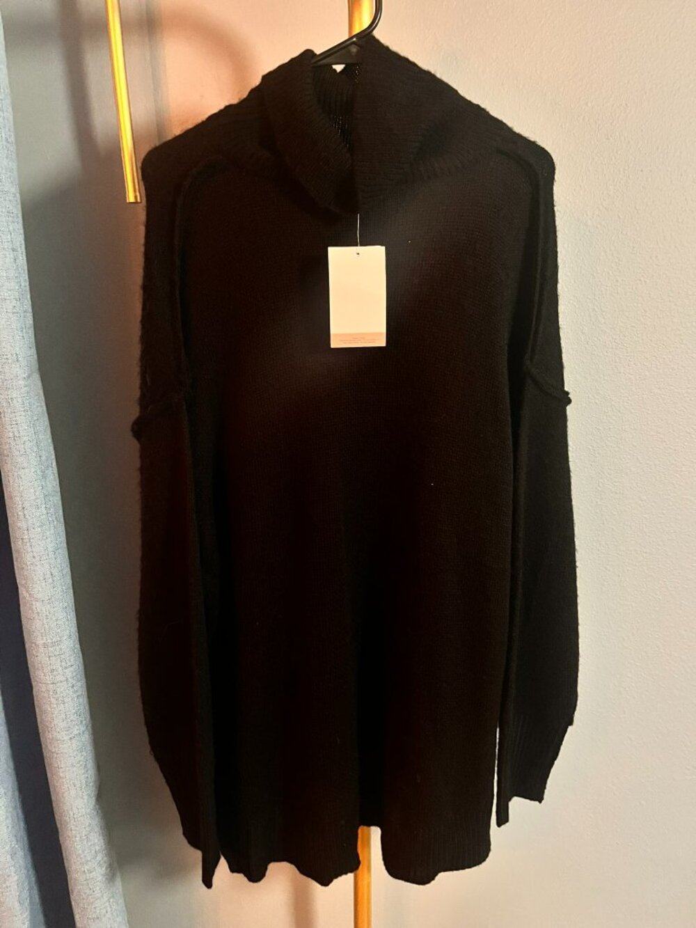 Motherhood Maternity Womens XL Black Cowl Neck Oversized Tunic Knit Sweater NWT